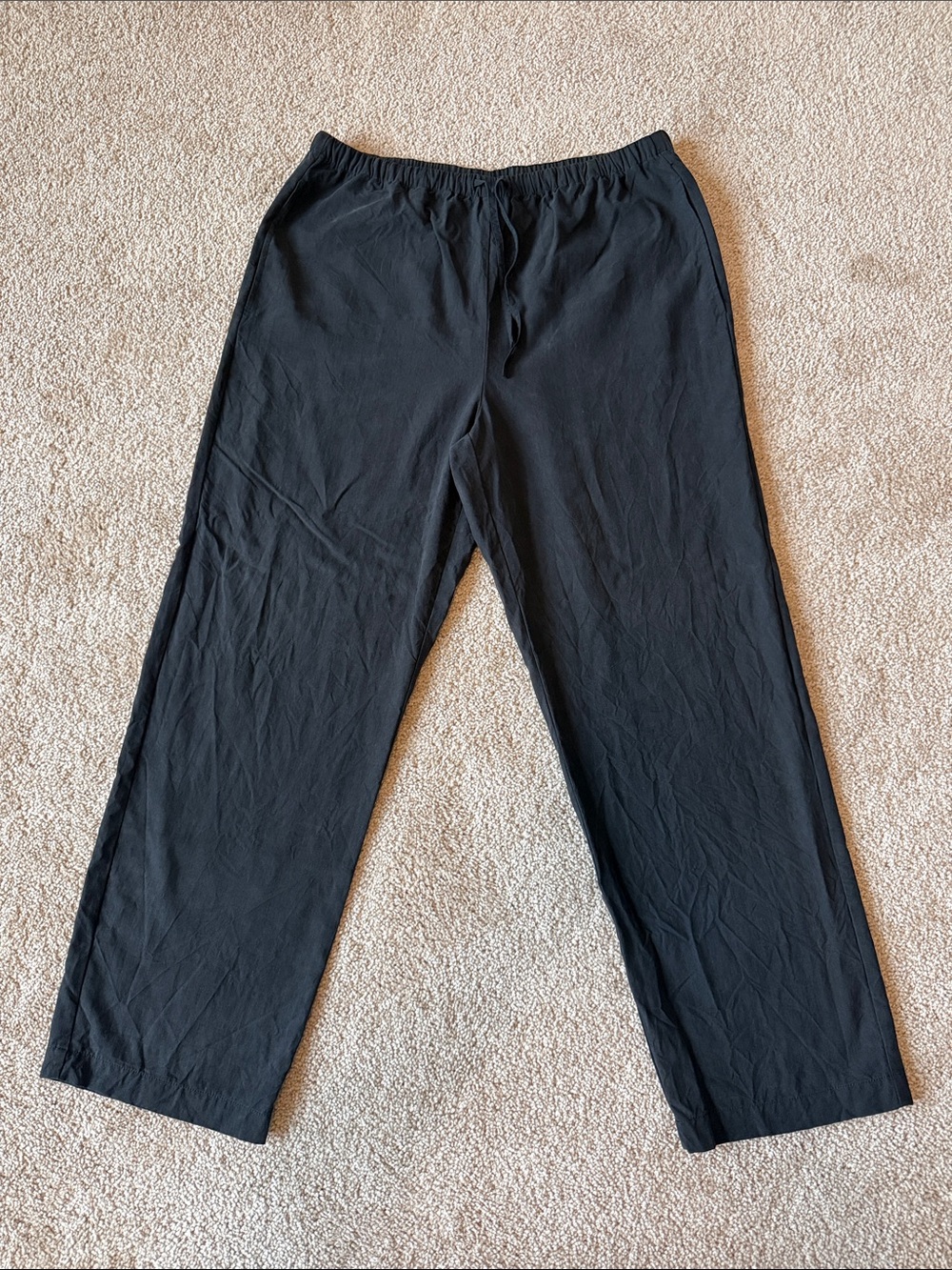 Orvis 100% Silk Black Straight Leg Pull On Pants